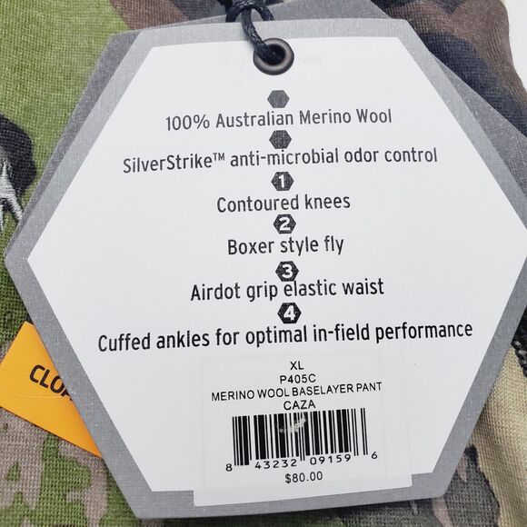 Pnuma Hunting Base Layer Caza Pants Mens XL Green Camo 100% Merino Wool New LOGO - Picture 5 of 14